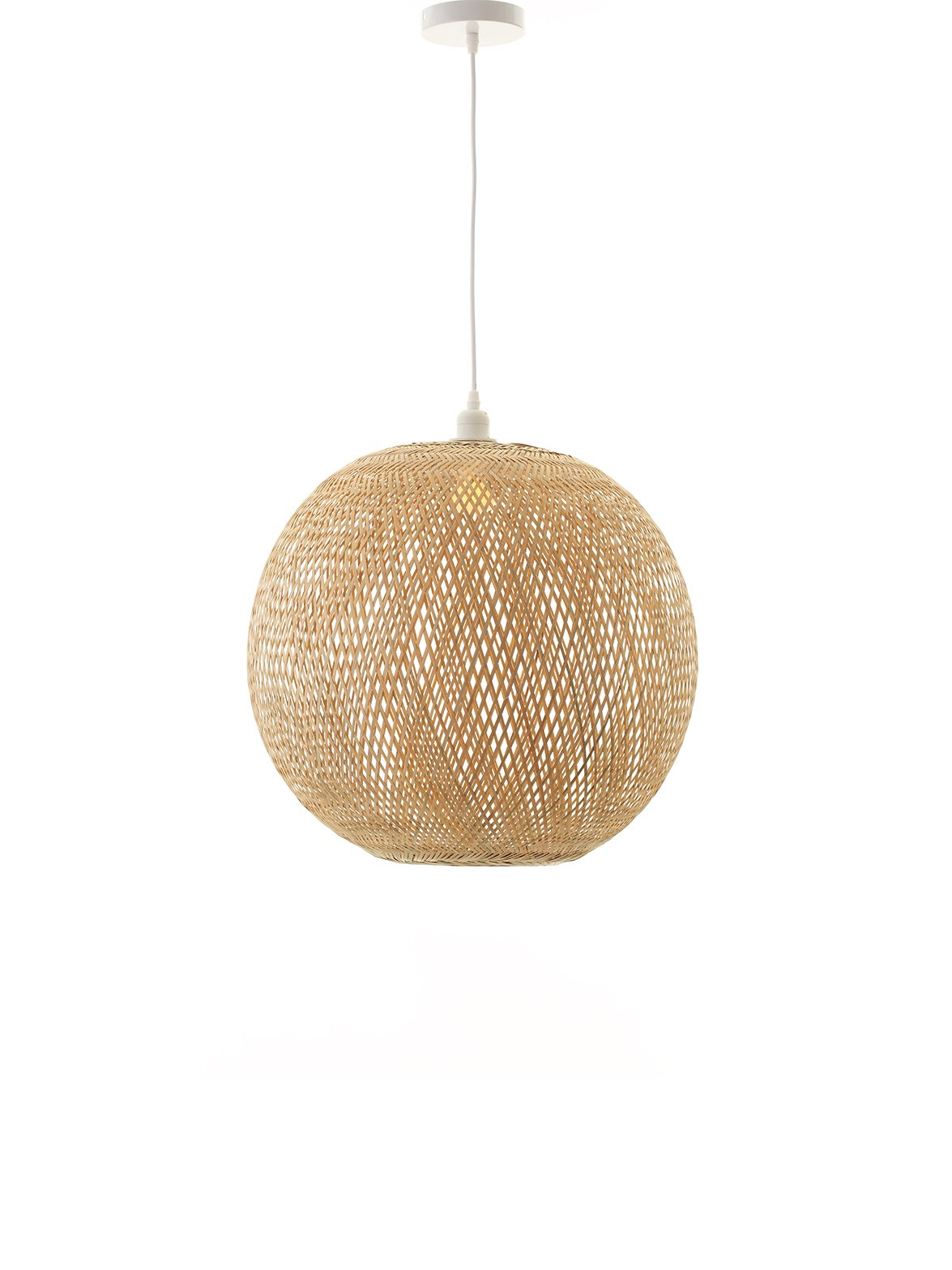 LUEUR – Textured Bamboo Round Light, Artisanal Woven Pendant, Warm Diffused Lighting for Cozy Interiors